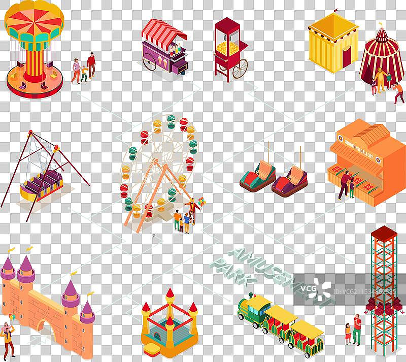游乐园等距流程图图片素材