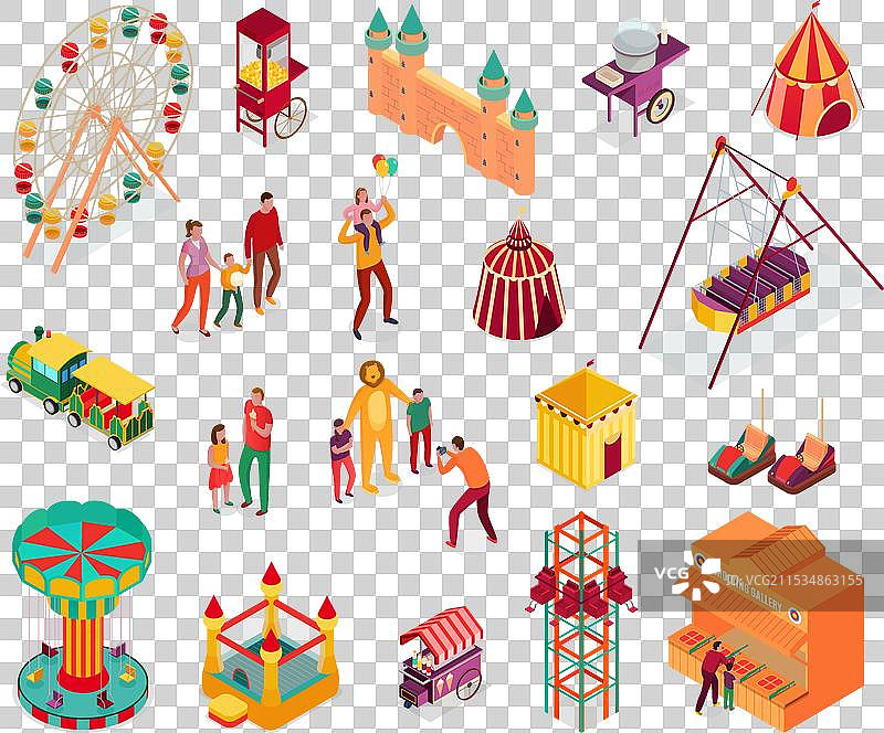 游乐园等距图集图片素材