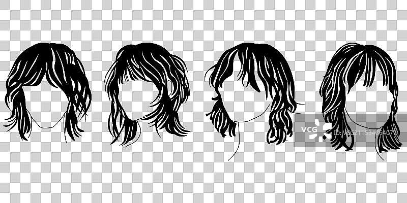 中长发时尚的圆形剪发图片素材