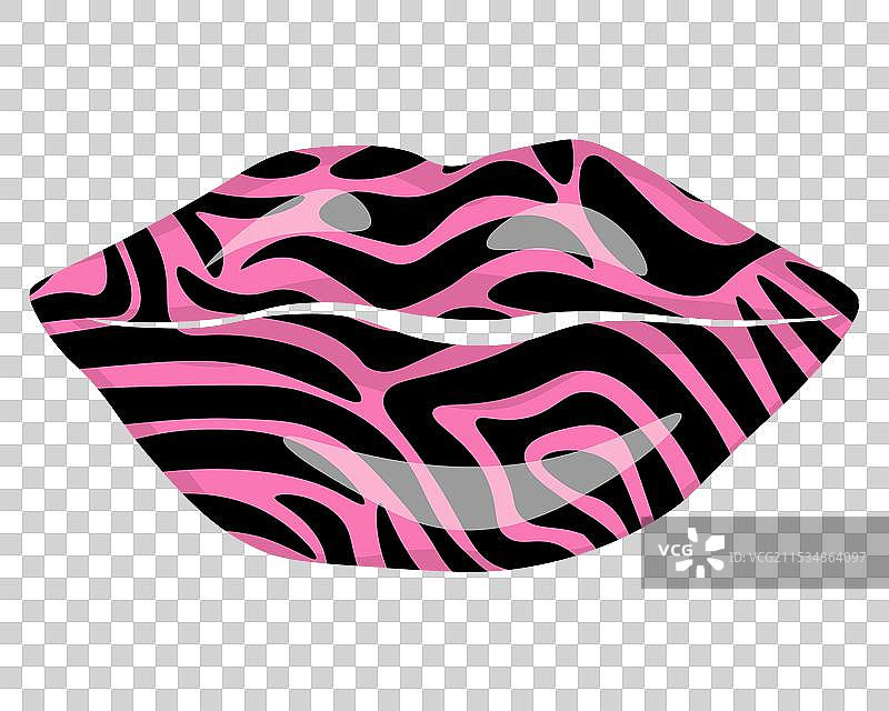 粉色斑马纹的时尚唇妆图片素材