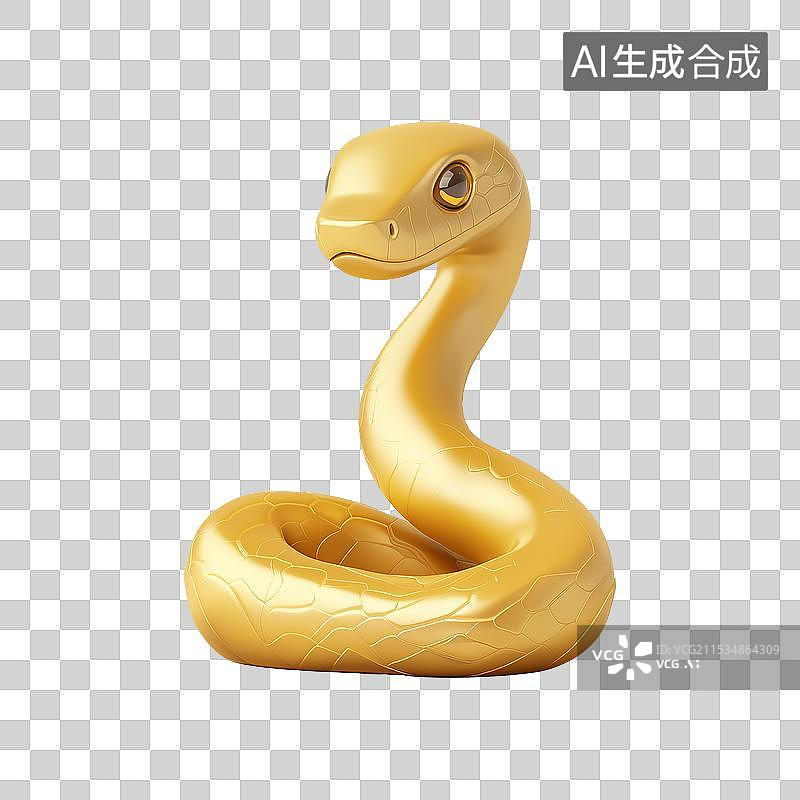 【AI数字艺术】金色3D蛇元素图片素材