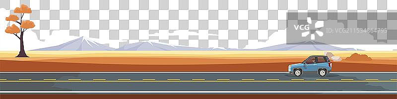 在沥青道路上驾驶的男人与汽车图片素材