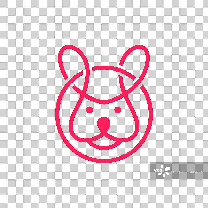 可爱的兔子吉祥物线条艺术logo设计图片素材