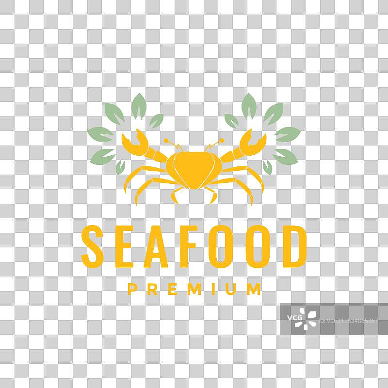 美味的海鲜菜肴与自然叶子和螃蟹图片素材