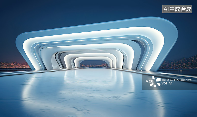 【AI数字艺术】艺术中心建筑和空的地面图片素材