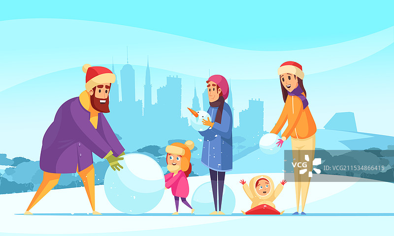 家庭冬季活跃假期图片素材