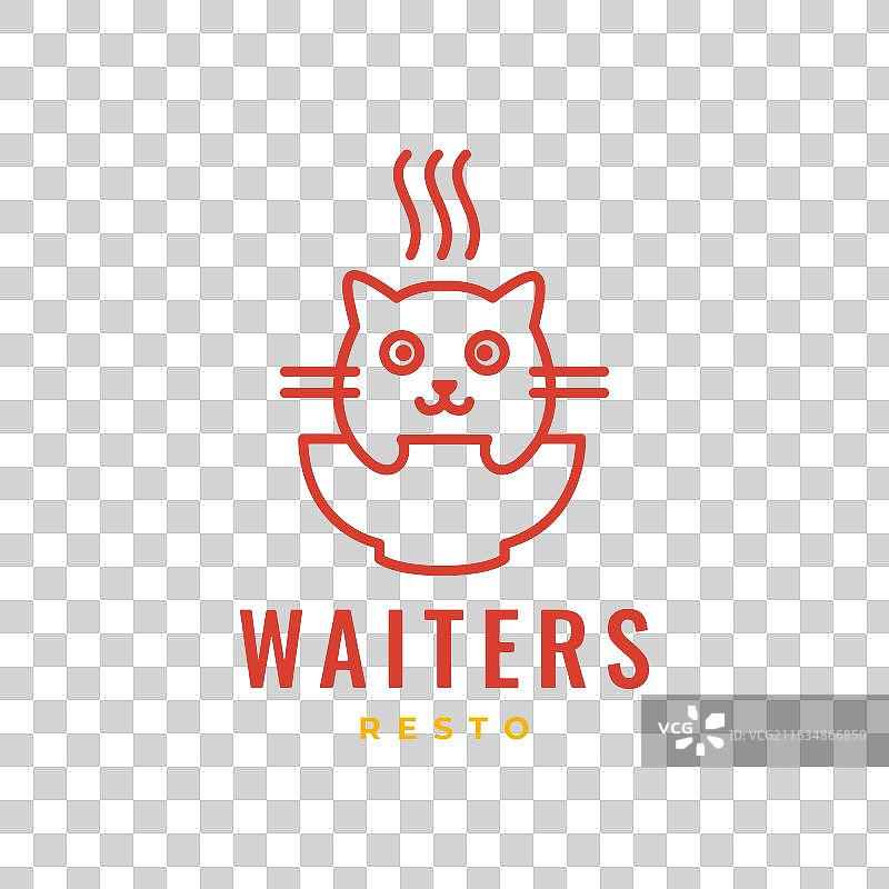 可爱的猫咪与碗里的面条汤美食图片素材