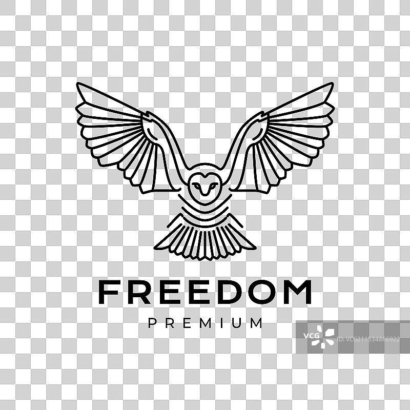 猎鹰在自由的线条风格中飞翔的 barn owl图片素材