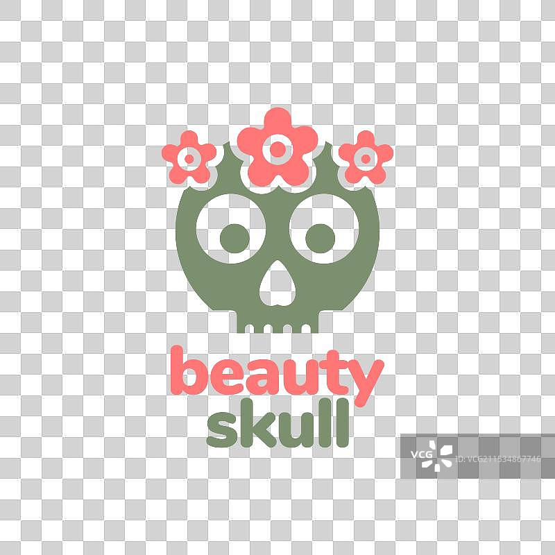 美丽的骷髅面孔花头颅吉祥物图片素材