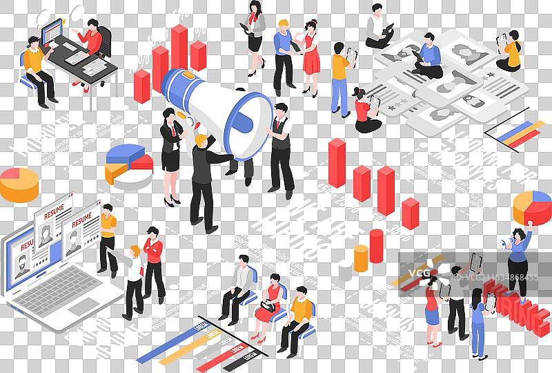 等距招聘流程图信息图表图片素材