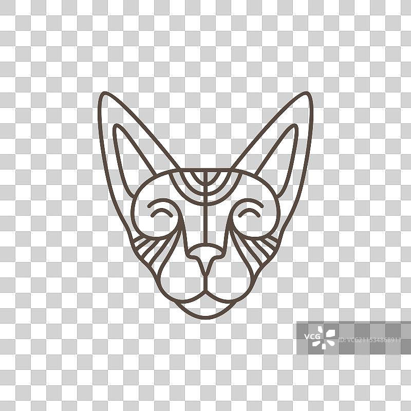 埃及猫脸头部线条logo设计图片素材