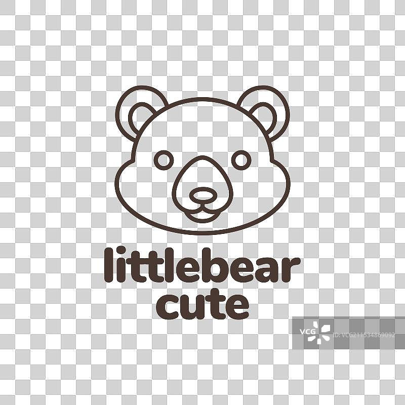 可爱的熊宝宝卡通线条logo设计图片素材