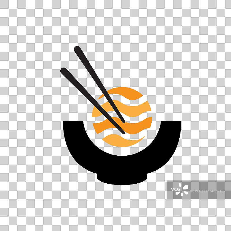 寿司和拉面日本料理标志设计扁平风格图片素材