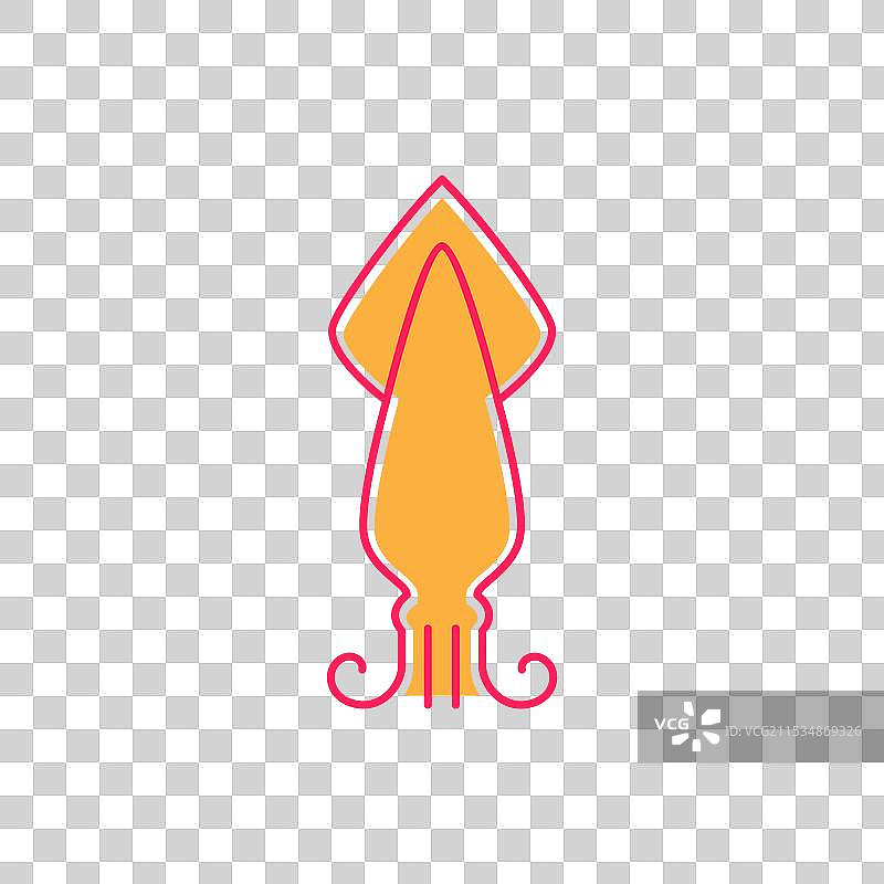 墨鱼线条颜色海鲜概念标志设计图片素材