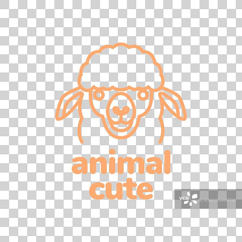 可爱的羊驼头部吉祥物卡通logo设计图片素材