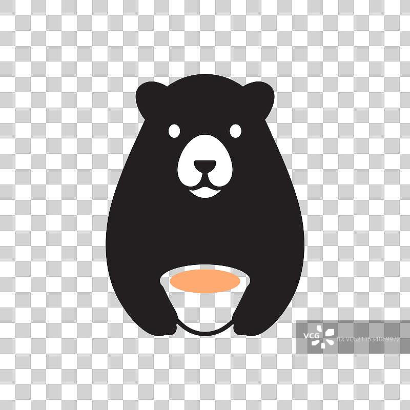 蜜蜂熊抱着吉祥物的卡通扁平标志设计图片素材