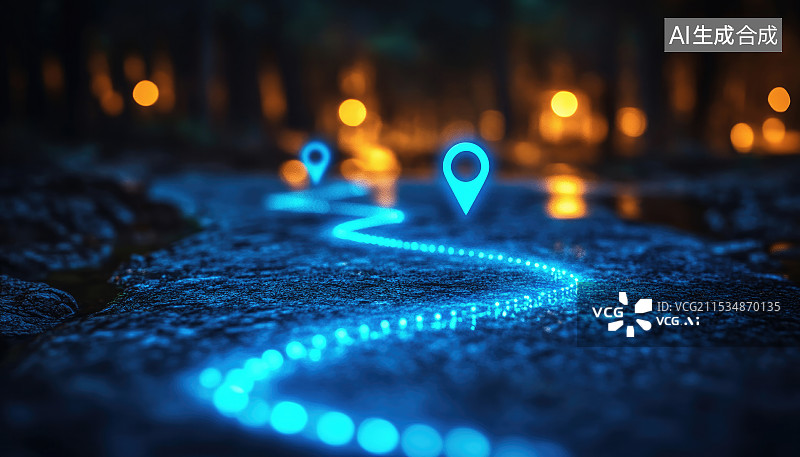 【AI数字艺术】GPS信号和道路定位，路途导航图片素材