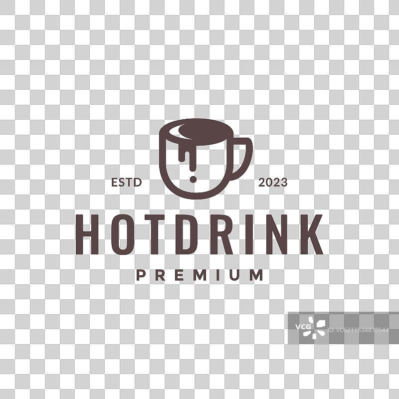 巧克力热饮杯融化的简单线条风格图片素材