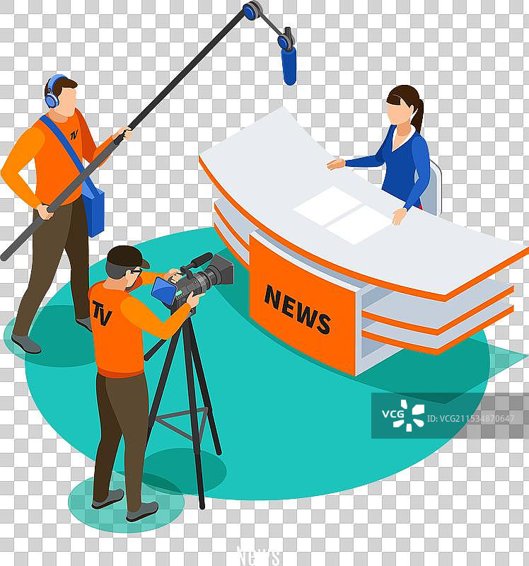 直播新闻等距背景图片素材