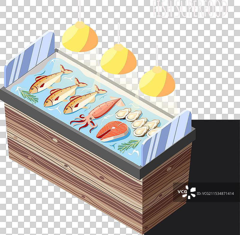 鱼类超级食品柜等距背景图片素材