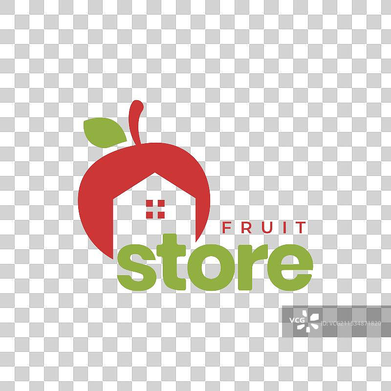 现代简约风格的苹果新鲜水果房屋logo设计图片素材