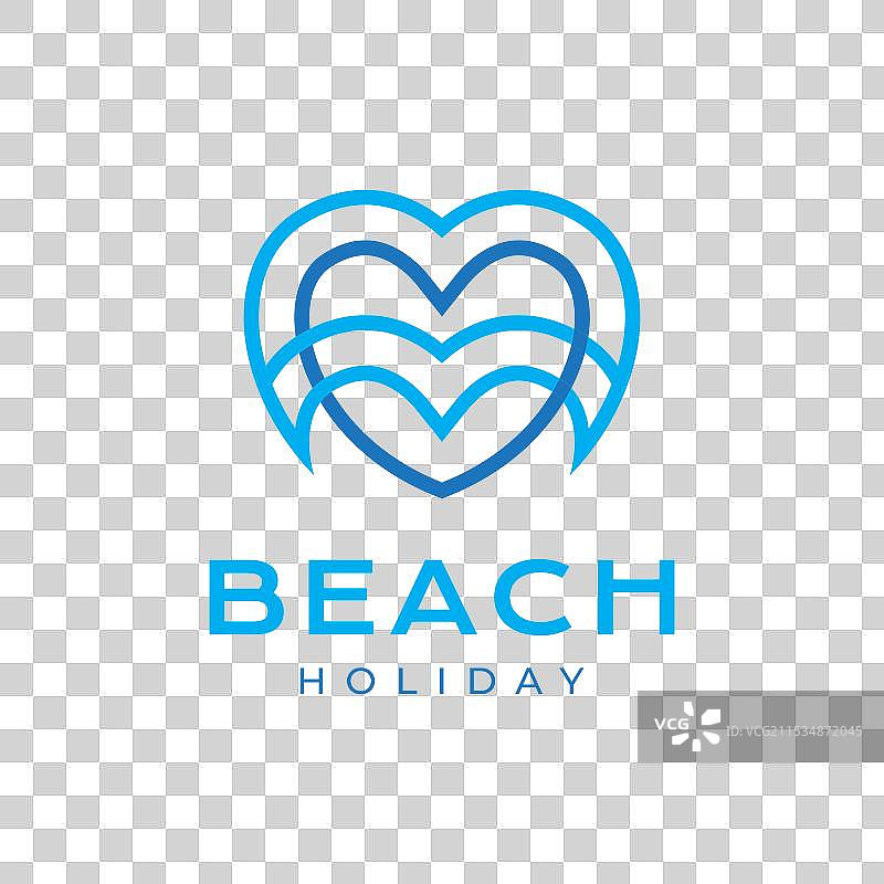 海滩爱好者心形假日线条简单多彩图片素材