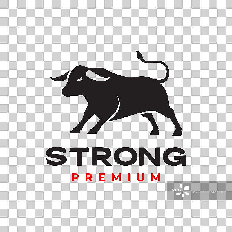 现代简约风格的公牛吉祥物平面logo设计图片素材