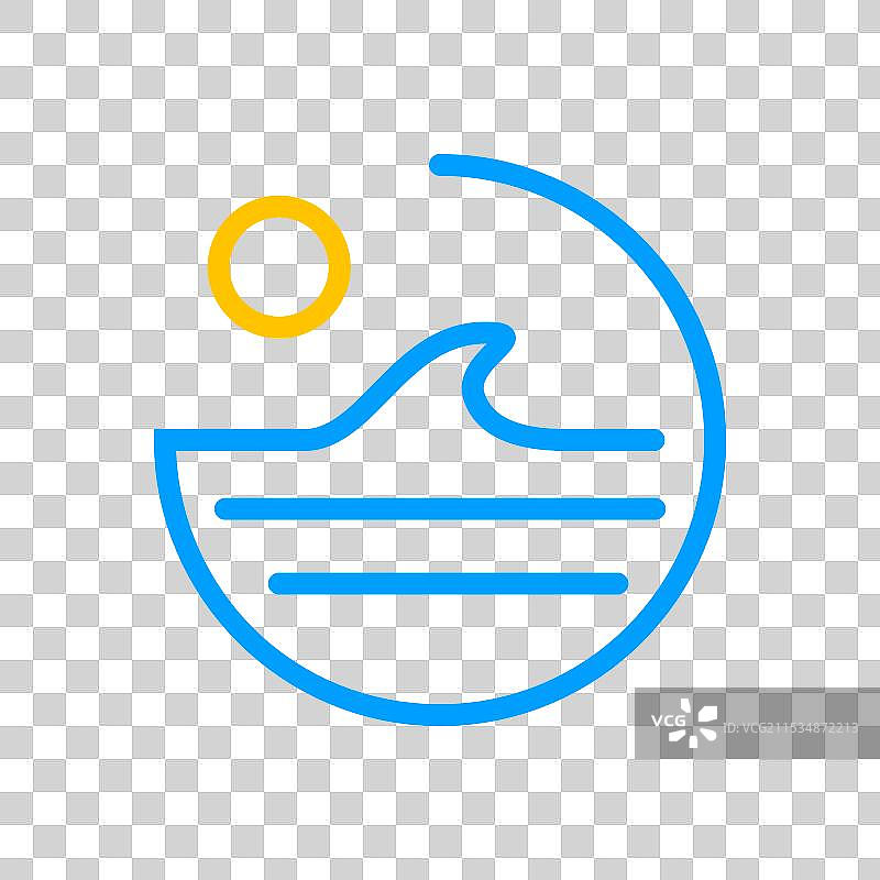 现代简约风格的日落波浪圆形标志图片素材