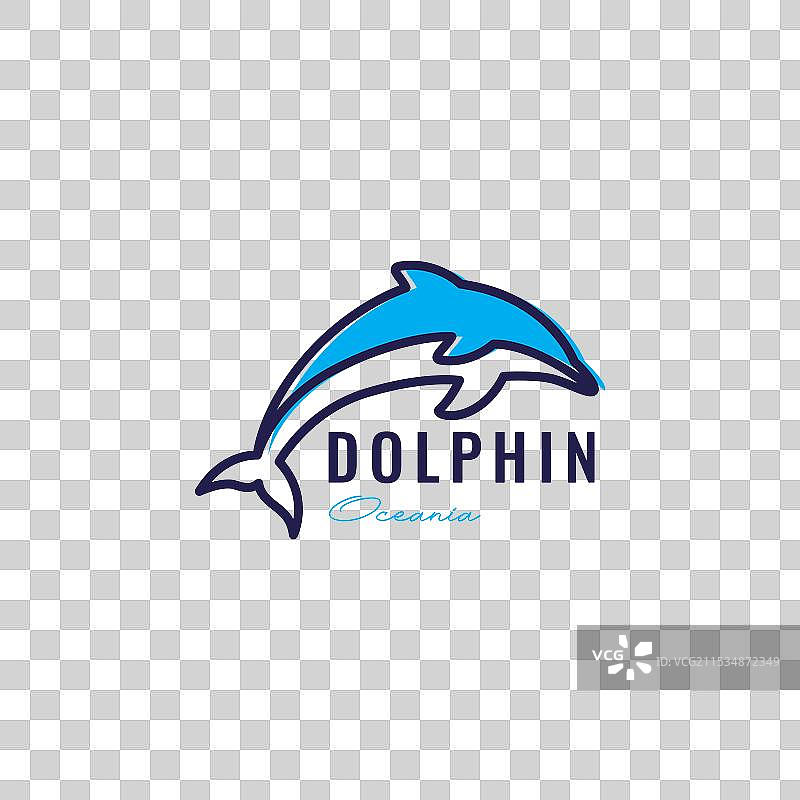 彩色海豚跳跃线条logo设计图片素材