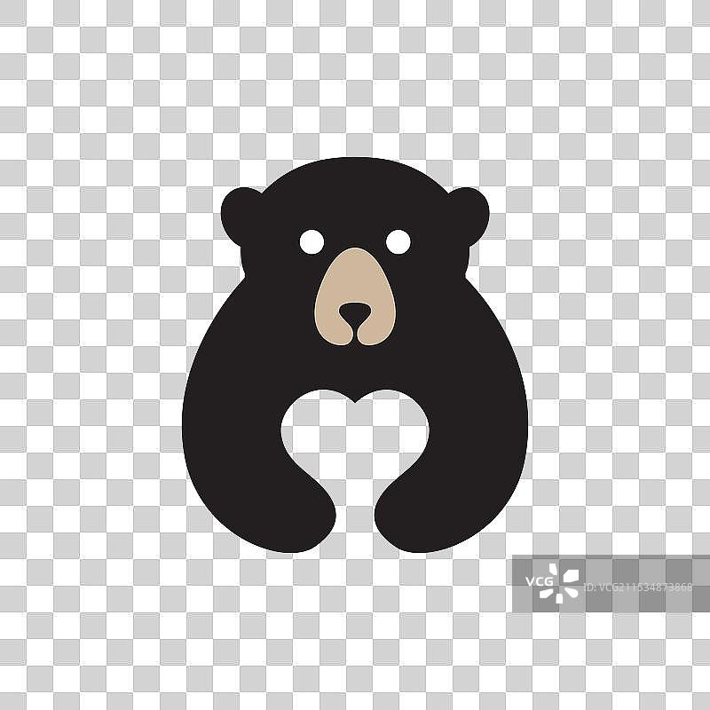 可爱的熊爱心扁平卡通吉祥物logo设计图片素材