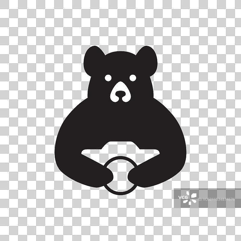 可爱的熊与相机的卡通扁平化标志设计图片素材