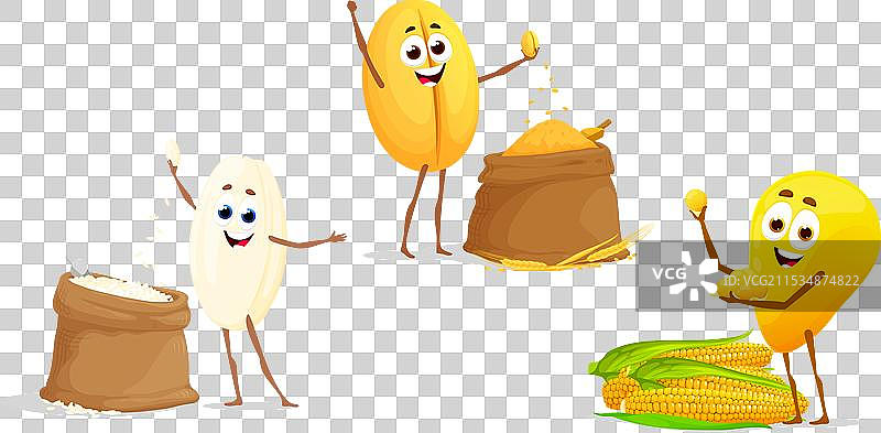 米、小麦和玉米谷物角色谷物食品图片素材