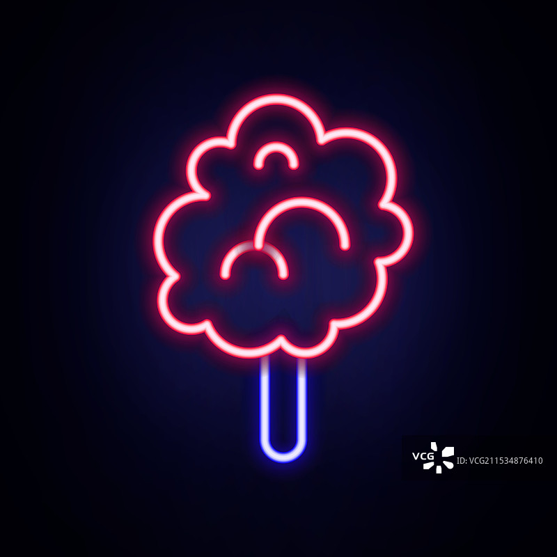 发光的霓虹线棉花糖图标孤立在图片素材