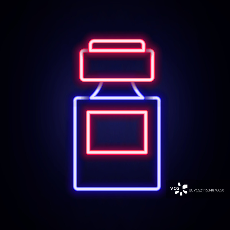 发光的霓虹线香水图标，背景为砖墙图片素材