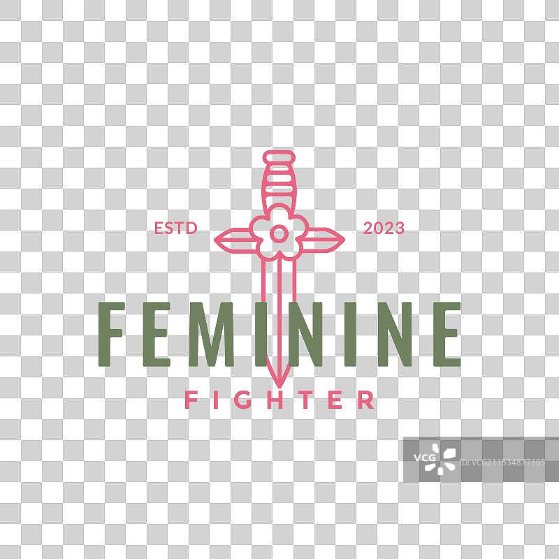 剑花女性战士线条风格简约图片素材