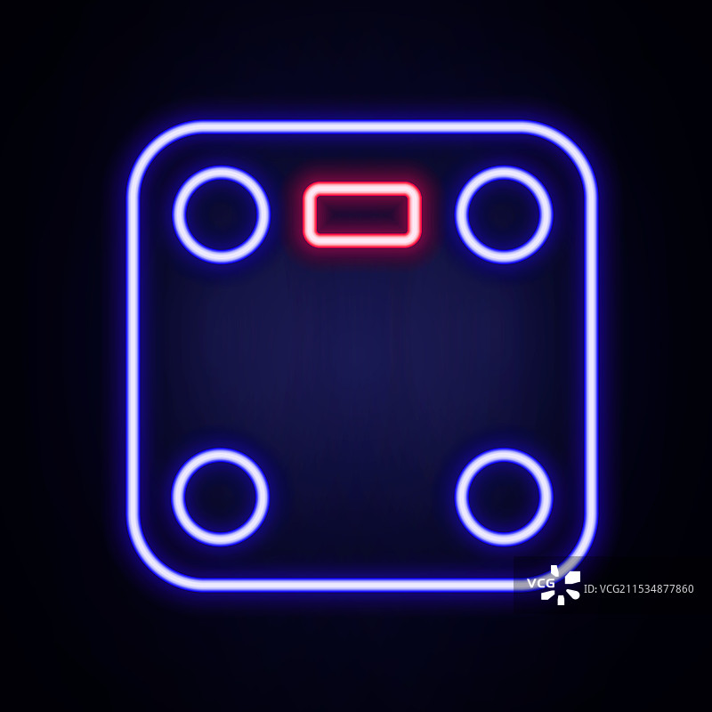 发光的霓虹线浴室秤图标图片素材