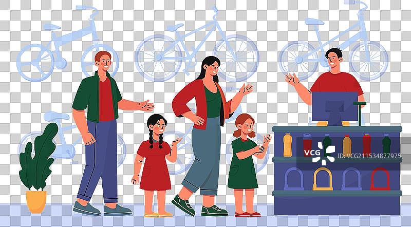 自行车店里的顾客图片素材