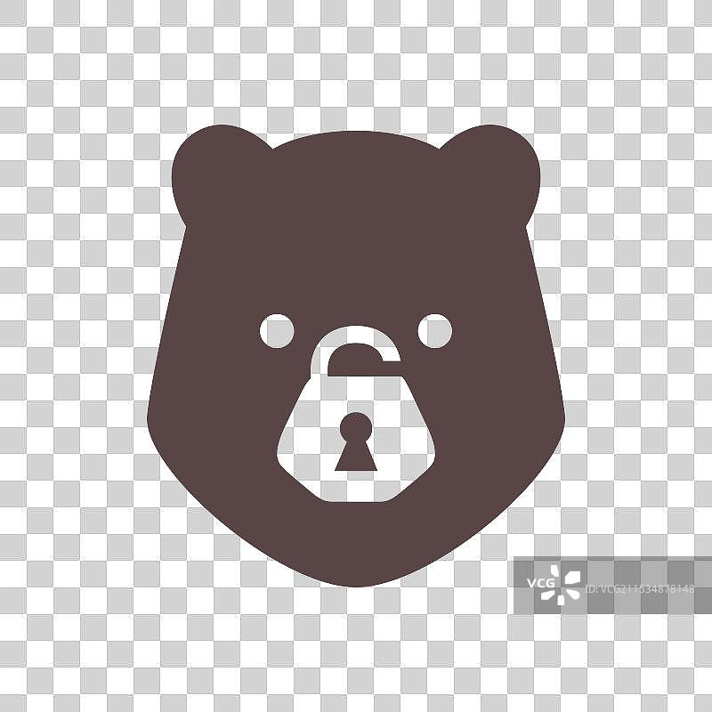 可爱的灰熊面部肖像，锁住安全感图片素材