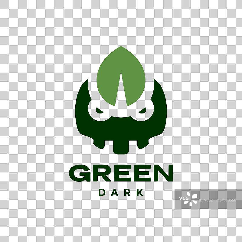 简单平面风格的骷髅鹤头与叶子自然元素图片素材