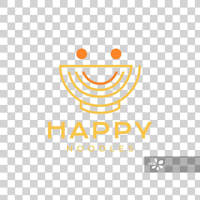 微笑的面条碗快乐吉祥物简单线条风格图片素材