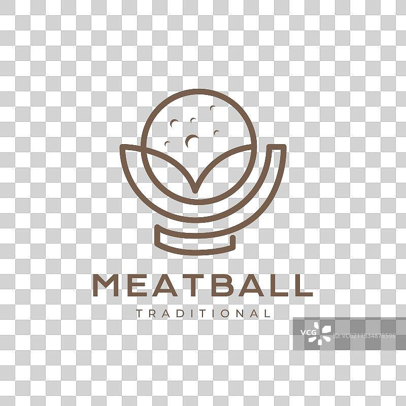 碗里的肉丸美食线条风格简约简单图片素材