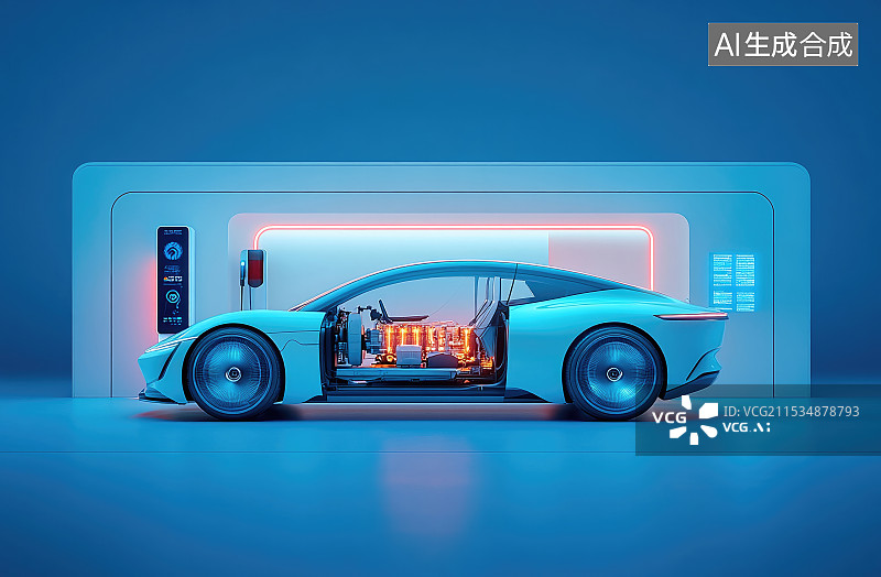 【AI数字艺术】新能源汽车在充电图片素材
