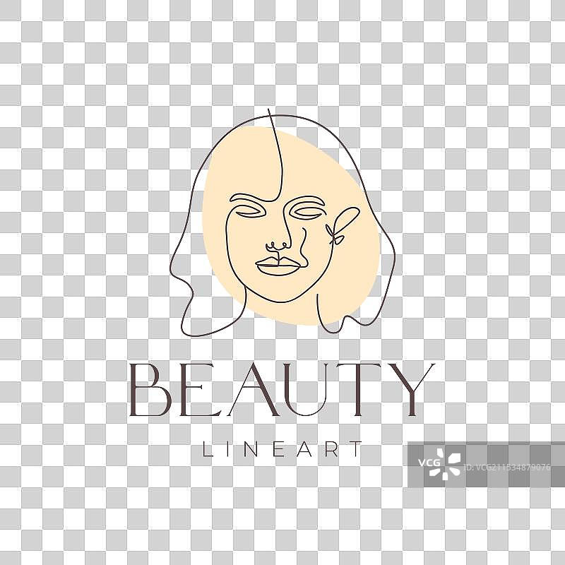 美丽的女性面孔，长发，线条艺术，色彩丰富图片素材