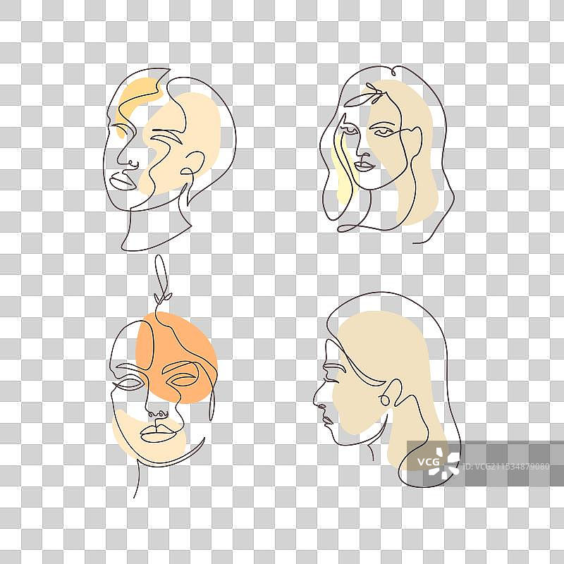 彩色抽象线条艺术女性美丽面孔图片素材