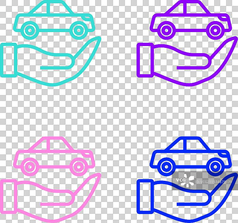 流行艺术风格的汽车保险图标，背景为彩色设计图片素材