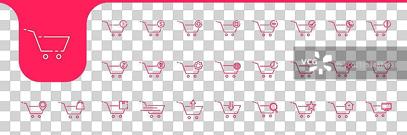 购物车购物线简单图标集合图片素材