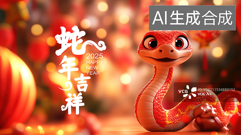 【AI数字艺术】蛇年吉祥ip图片素材