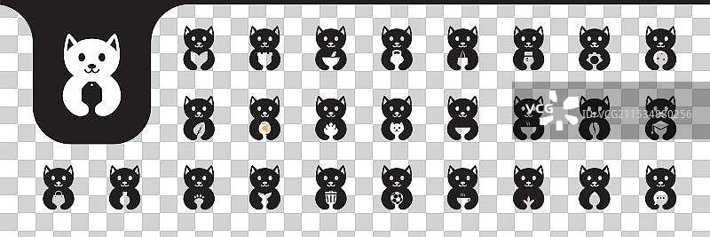 可爱猫咪扁平图标集合标志设计图片素材