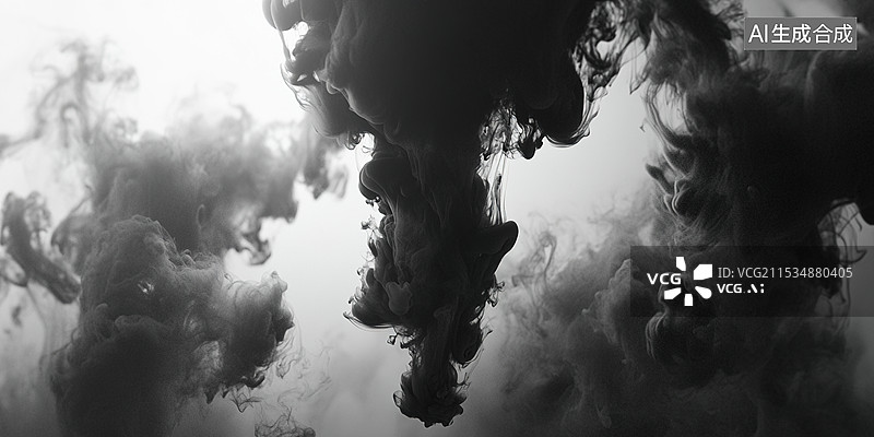 【AI数字艺术】动态暗色系水墨风格的流动烟雾文化元素与现代设计的流动美学背景情感与灵感表达图片素材