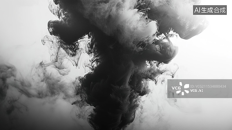 【AI数字艺术】动态暗色系水墨风格的流动烟雾文化元素与现代设计的流动美学背景情感与灵感表达图片素材